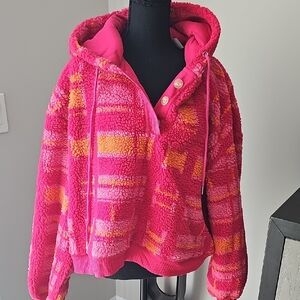 Vibrant Pink and Orange Teddy Jacket